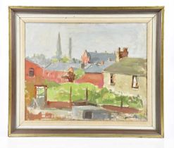 † A J THOMPSON; oil on canvas, view of Hyde, signed lower right, 40 x 50cm, framed.