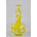 A 20th century Chinese glass bottle vase, decorated with phoenix, height 22cm. Condition Report: