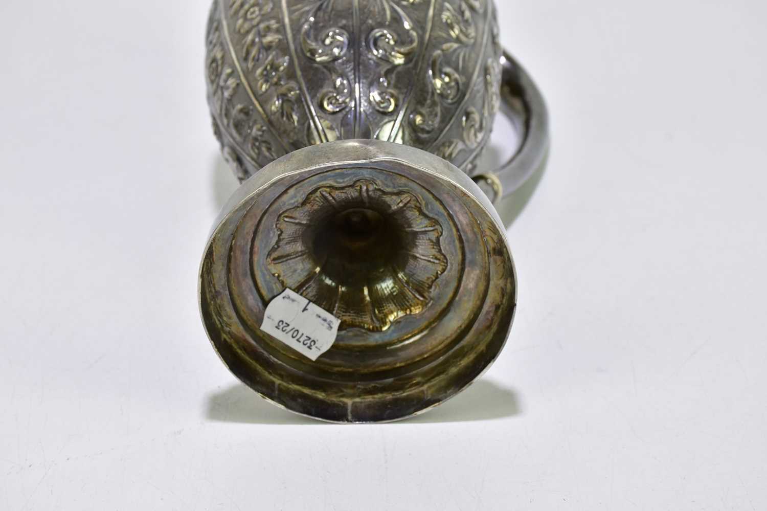 A Georgian hallmarked silver wine ewer, with cast and repoussé decoration of scrolls and foliates, - Image 3 of 6