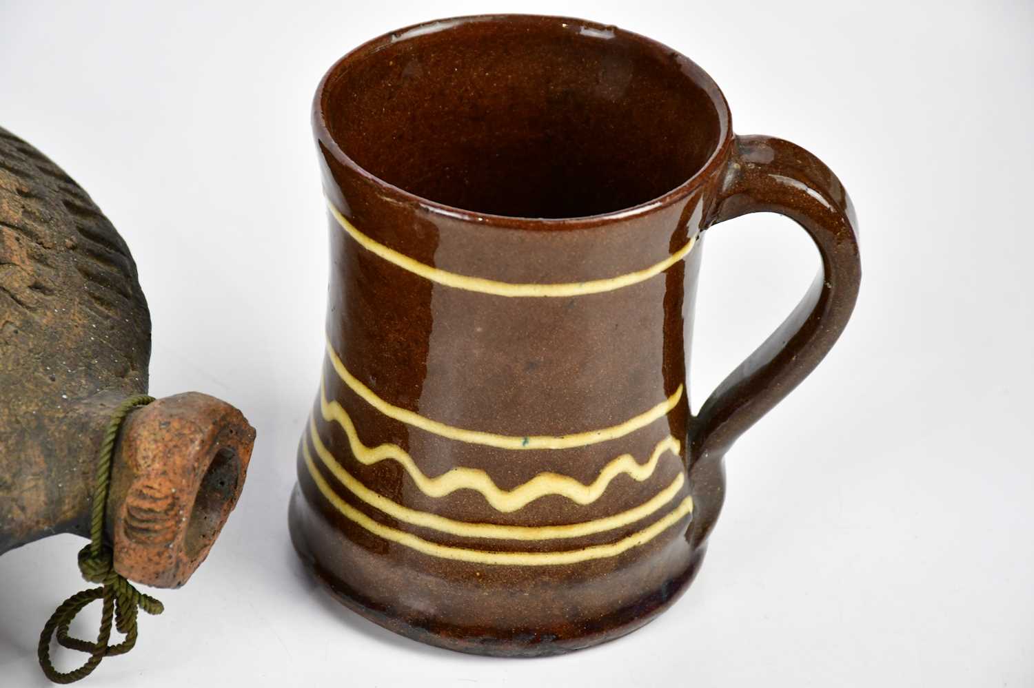 A studio pottery stoneware pilgrim type flask, with seal mark, diameter 23cm, with a Ewenny - Image 4 of 7