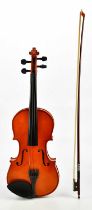 A modern Primavera full size violin, cased with bow.