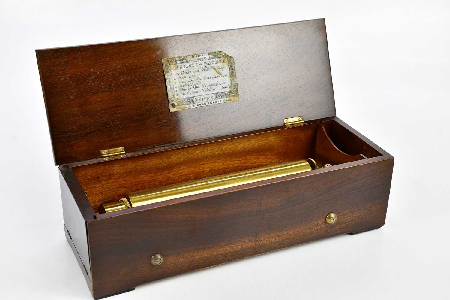 NICOLE FRERES A GENEVE; an early 20th century six air cylinder musical box, width 44.5cm.