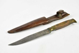 An Austrian brass and wooden handled dagger, the blade stamped 'Winternitz Works Steyr', with