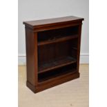 A small Victorian walnut open bookcase, height 99cm, width 88cm. Provenance: Purchased Olwyn