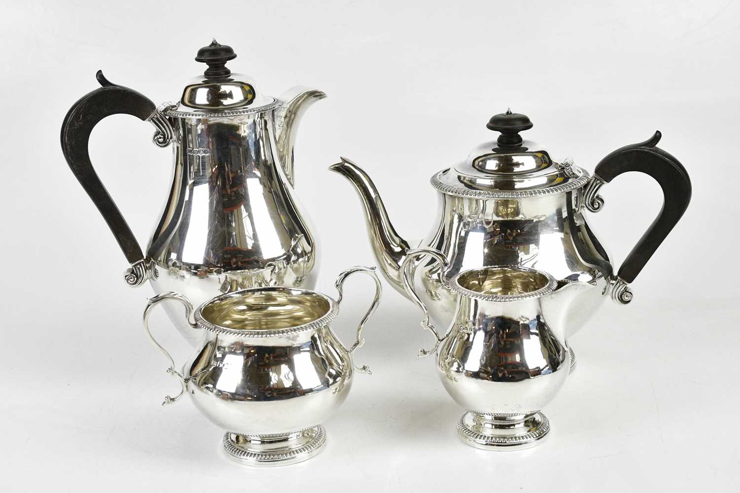 MARTIN, HALL & CO; a George V hallmarked silver four piece tea set, Sheffield 1919, approx weight