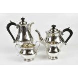 MARTIN, HALL & CO; a George V hallmarked silver four piece tea set, Sheffield 1919, approx weight