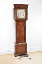 COATS, WIGAN; a late 18th century eight day longcase clock, the brass face with applied silvered