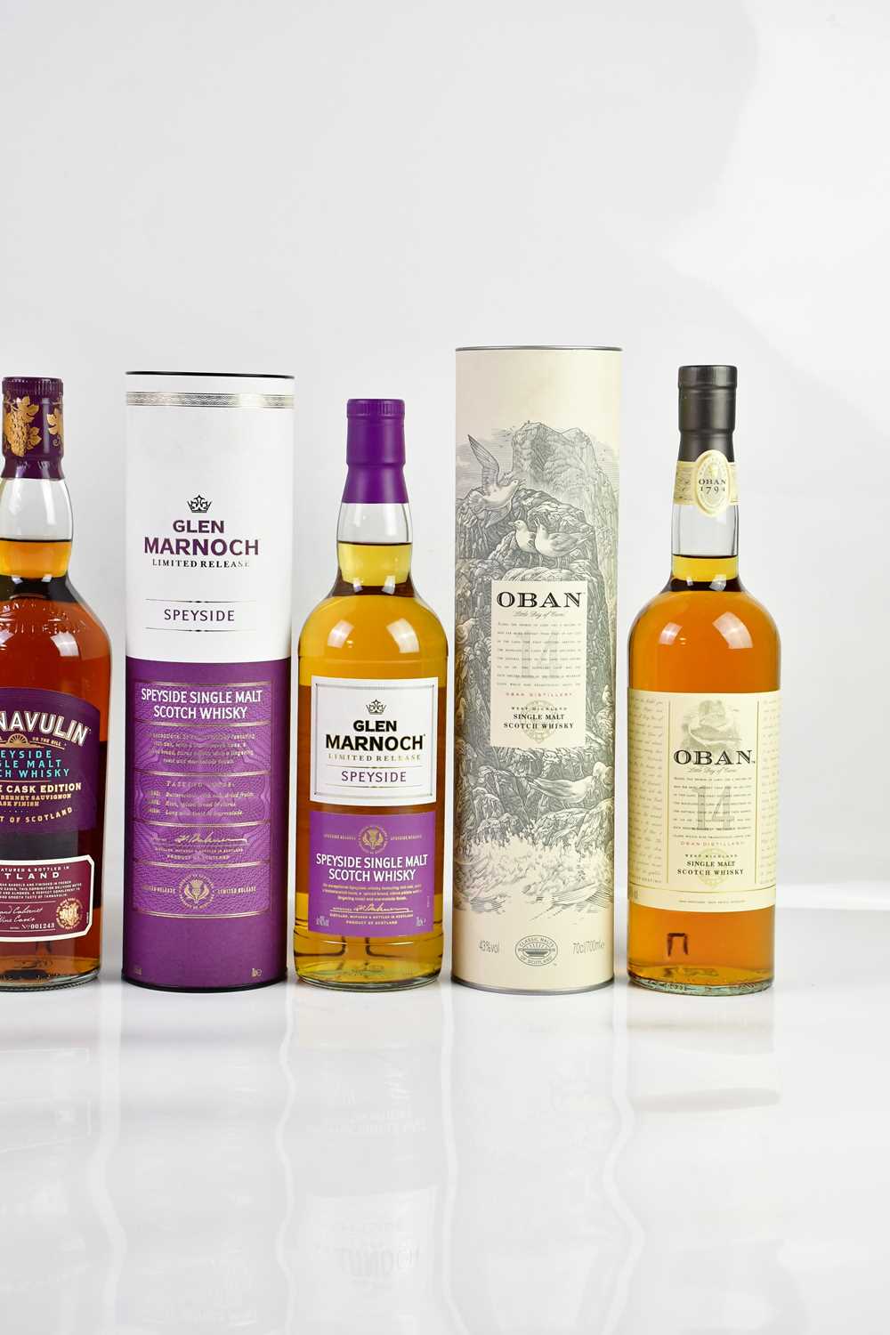 WHISKY; four bottles including a bottle of Oban Single Malt Scotch whisky 14 years, 43%, 700ml, a - Image 3 of 3