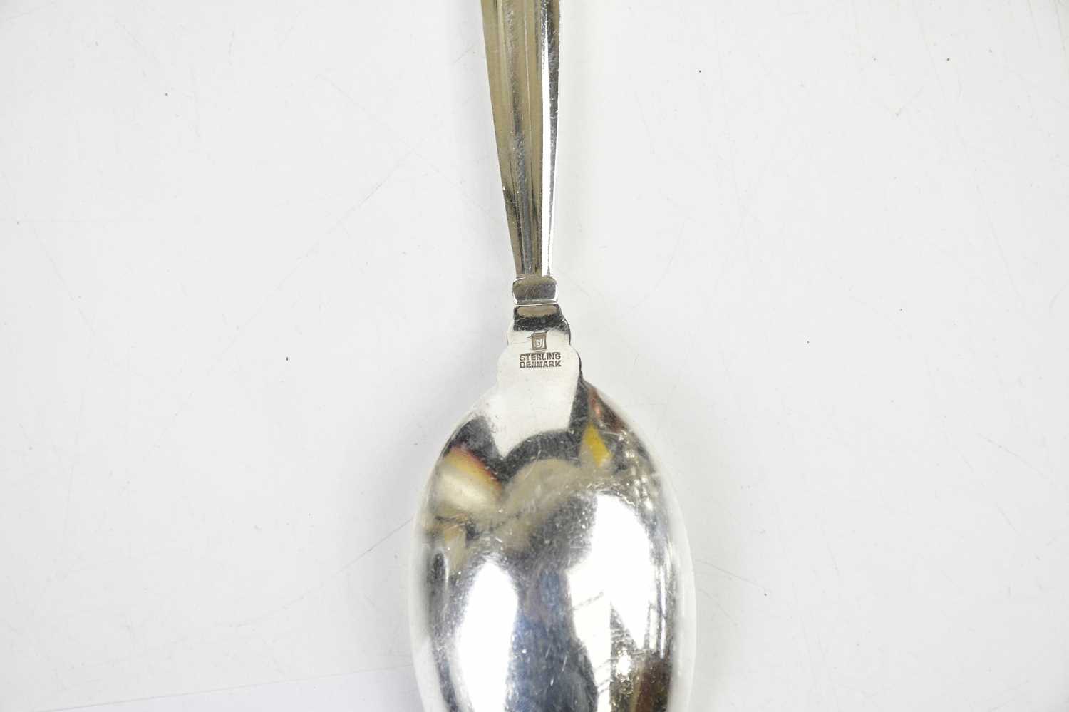 GEORG JENSEN; a spoon and fork server, stamped 'sterling silver Denmark', approx combined weight 4. - Image 5 of 5