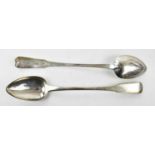 LINDSAY BEECH; a pair of George III hallmarked silver basting spoons, Edinburgh 1812, length 30cm,