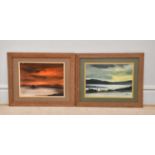 H ULLMAN; pair of pastels, 'Sunrise' and 'Sunset', both signed lower right, 35 x 47cm, both framed