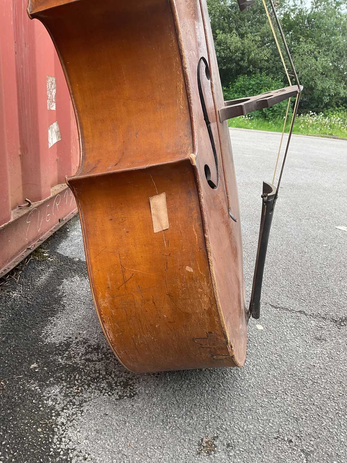 A double bass, possibly German, with two-piece back, 111cm to top of button, in need of restoration. - Image 14 of 25