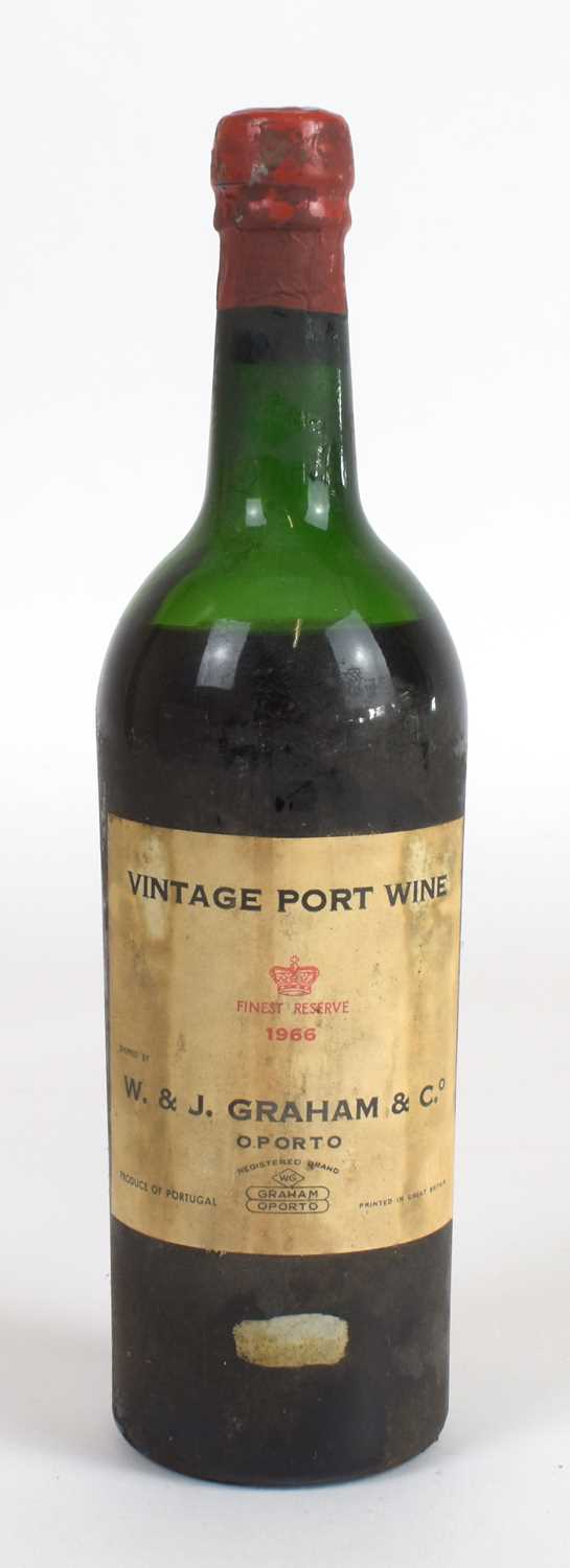 PORT; a bottle W&J Graham & Co vintage port 1966.