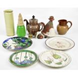 A collection of 19th century and later ceramics, to include two botanical plates, largest diameter