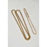 A 9ct yellow gold rope twist necklace, together with a 9ct gold bracelet, combined approx 3.7g.