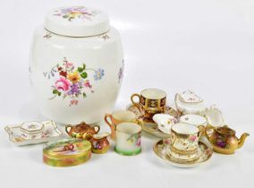 ROYAL CROWN DERBY; a large ginger jar and cover in the 'Derby Posies' pattern, a miniature five