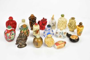 A small collection of modern Oriental snuff bottles.