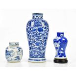 A Chinese blue and white vase, together with a blue and white ginger jar and cover and further