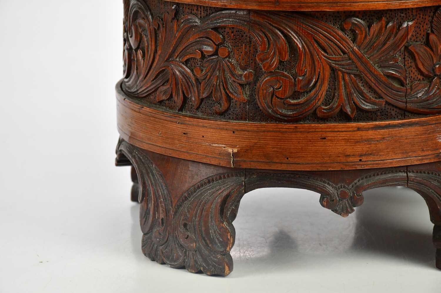A Chinese carved wood wedding basket, height 29cm. - Image 3 of 5
