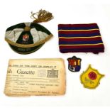 An early 20th century Chester College School football cap, together with scarf and badge, also