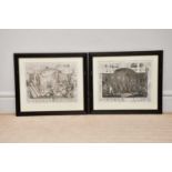 AFTER WILLIAM HOGARTH; two engravings from the Analysis of Beauty, plates I and II, 41 x 53cm,