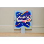 A Milky Way cardboard advertising sign, dated 1966, 67.5 x 53.5cm.