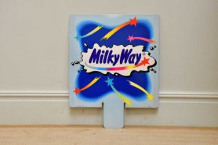 A Milky Way cardboard advertising sign, dated 1966, 67.5 x 53.5cm.