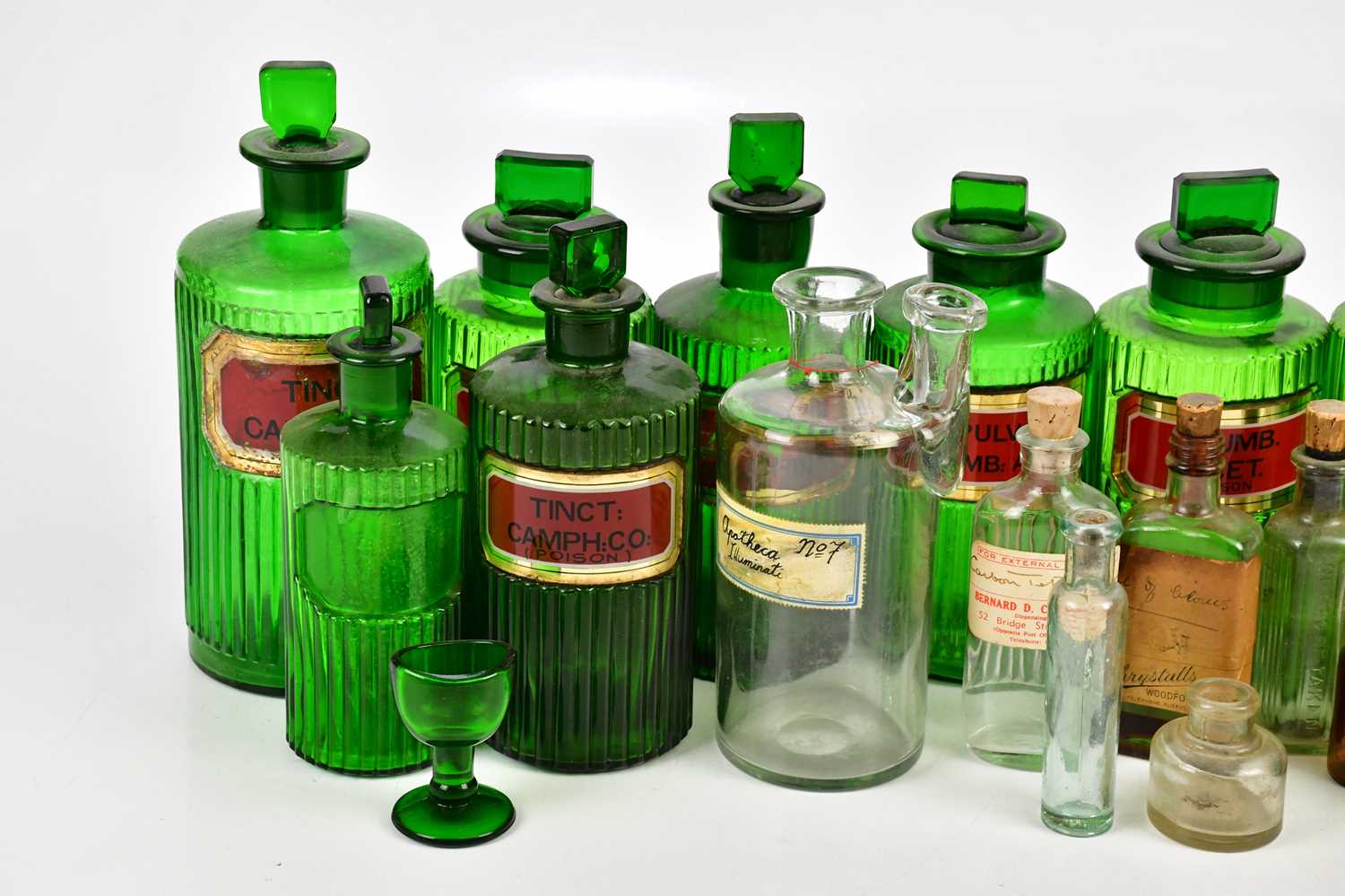 A collection of early 19th century and later apothecary bottles including an unusual free blown - Image 2 of 3