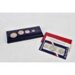 A 1972 cased set of four Jersey Royal coins, together with 1776-1976 US Bicentennial commemorative