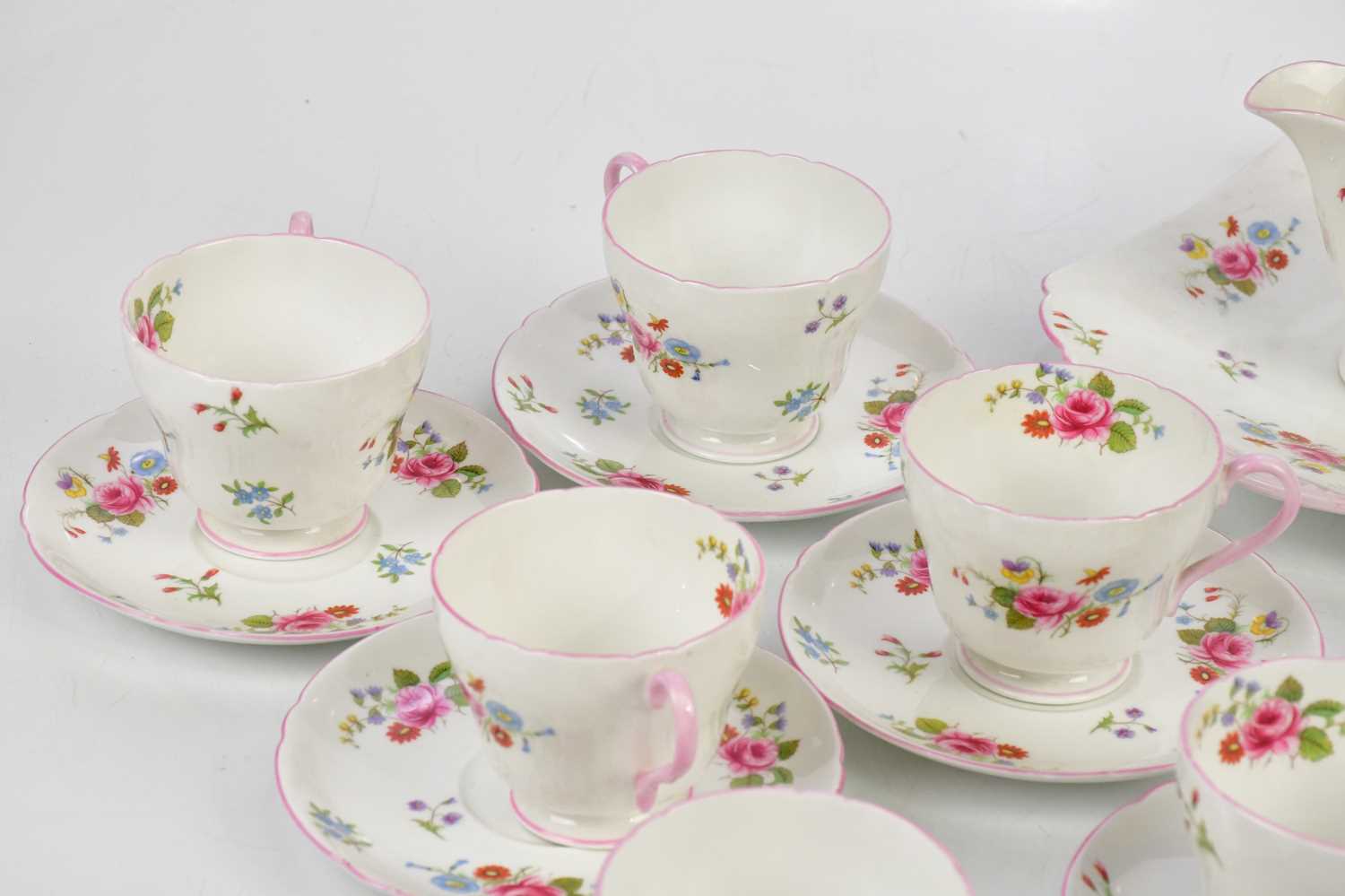 SHELLEY; a six setting tea service decorated with roses. Condition Report: Minor crazing throughout, - Image 2 of 6