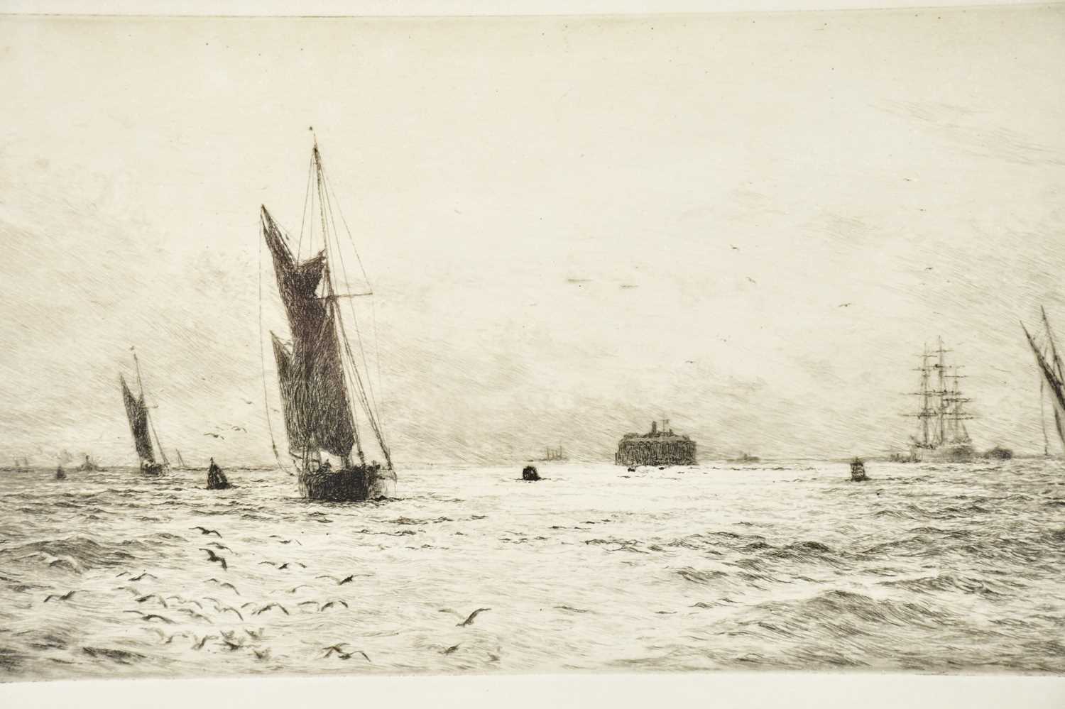 WILLIAM LIONEL WYLIE (1851-1931); a pencil signed etching, maritime scene, 16.5 x 36cm, framed and - Image 2 of 4