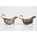 BARNSLEY & CO; a pair of George V hallmarked silver sauce boats, Birmingham 1920, weight 7ozt /