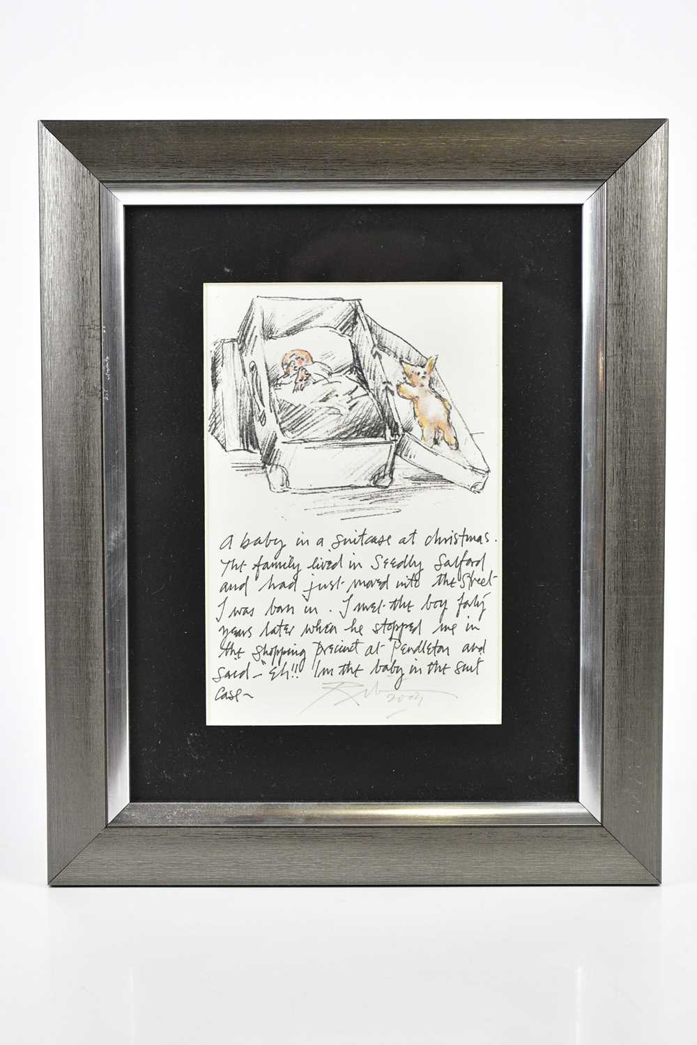 HAROLD FRANCIS RILEY DL DLITT FRCS DFA ATC (1934-2023); pencil signed print, 'A Baby in a Suitcase