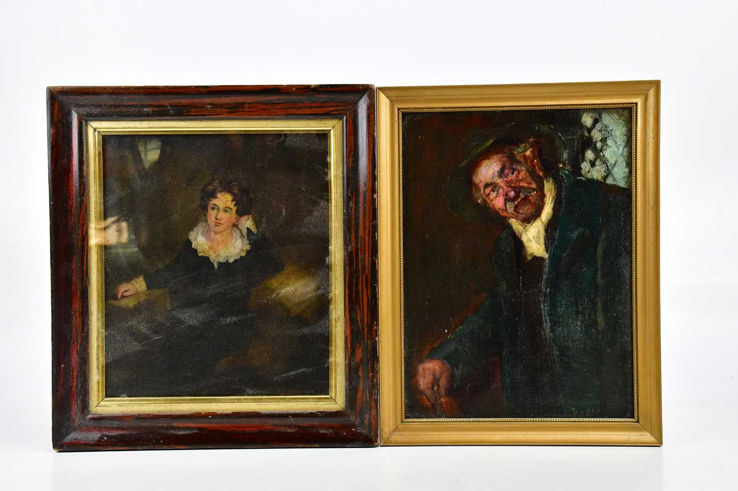 UNATTRIBUTED; oil portrait of a boy, apparently unsigned, 26 x 22cm, in a rosewood frame, an oil - Image 2 of 2