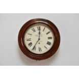 A 19th century mahogany wall clock, the replacement papered dial signed British United Clock