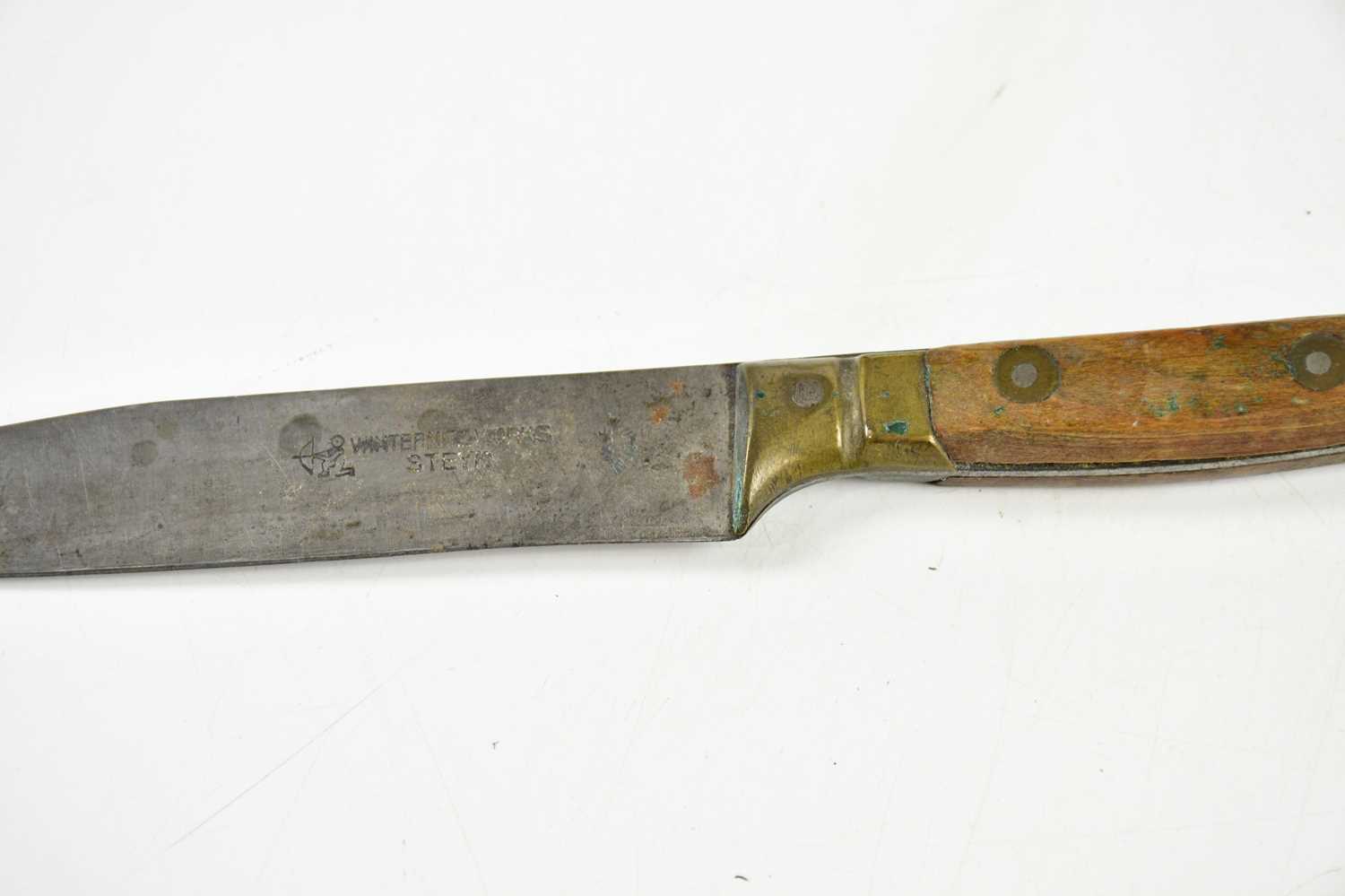 An Austrian brass and wooden handled dagger, the blade stamped 'Winternitz Works Steyr', with - Image 3 of 4
