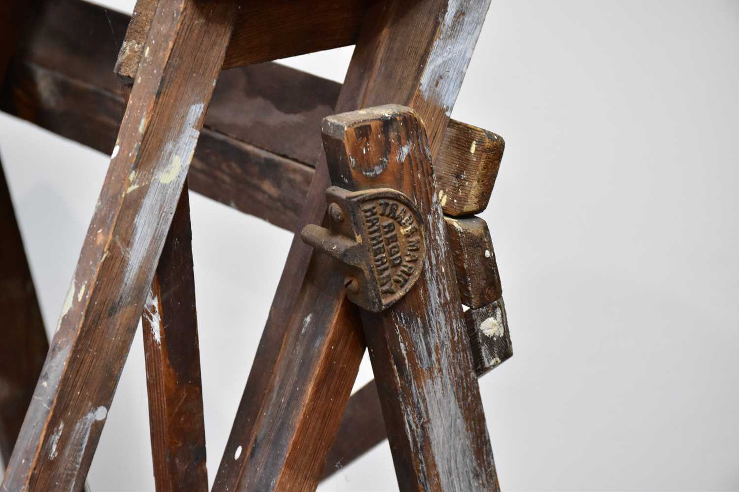 A collection of vintage wooden folding and step ladders. - Image 2 of 2