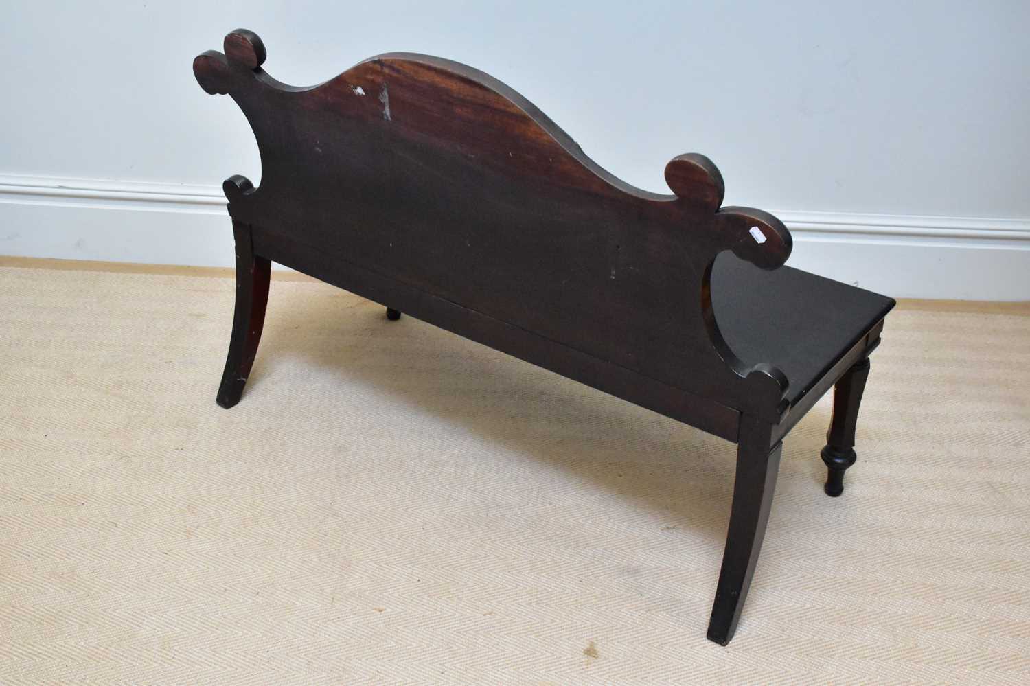 A Victorian settle with carved back on fluted front columns, width 170cm. - Image 3 of 3