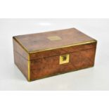 A Victorian brass bound walnut writing slope with applied cartouche inscribed 'James CH Scott',