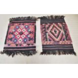 Two kilim rugs, with geomatric patterns, 80 x 103cm.