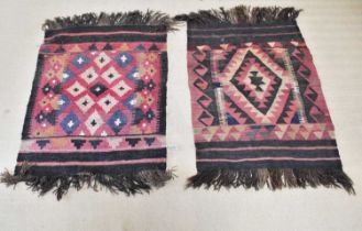 Two kilim rugs, with geomatric patterns, 80 x 103cm.