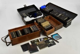 An extensive collection of glass slides, various views, predominantly black and white, religious
