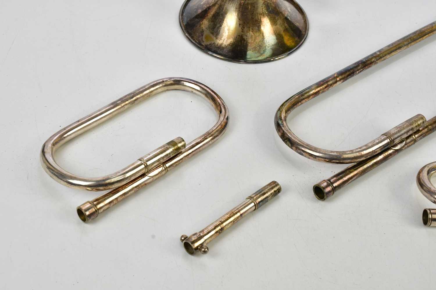 LAFLEUR, LONDON; a nickle plated trumpet with spare parts, cased. - Image 4 of 4