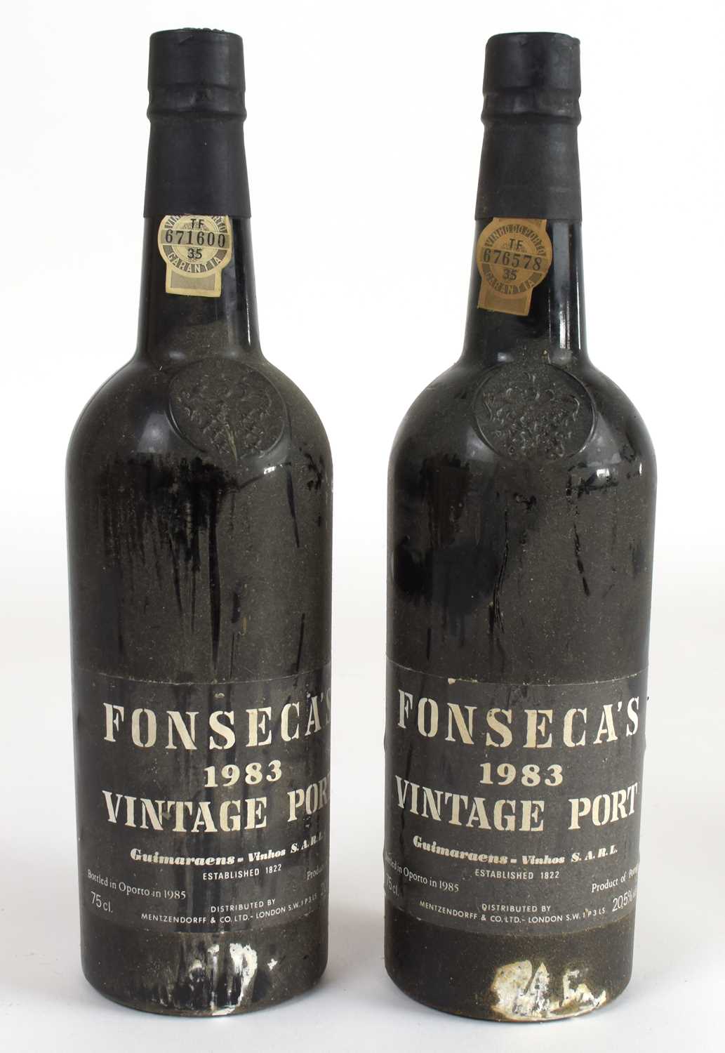 PORT; two bottles Fonseca's vintage port, 1983, 20.5%, 75cl.