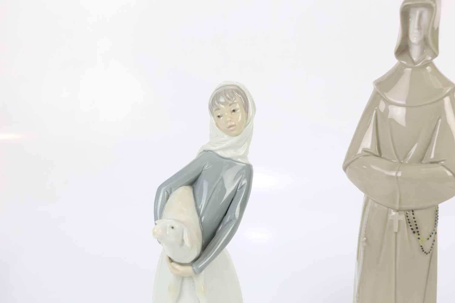 LLADRO; a figure of a doctor, height 39cm, with a Lladro shepherdess and a Lladro type figure of a - Bild 2 aus 6