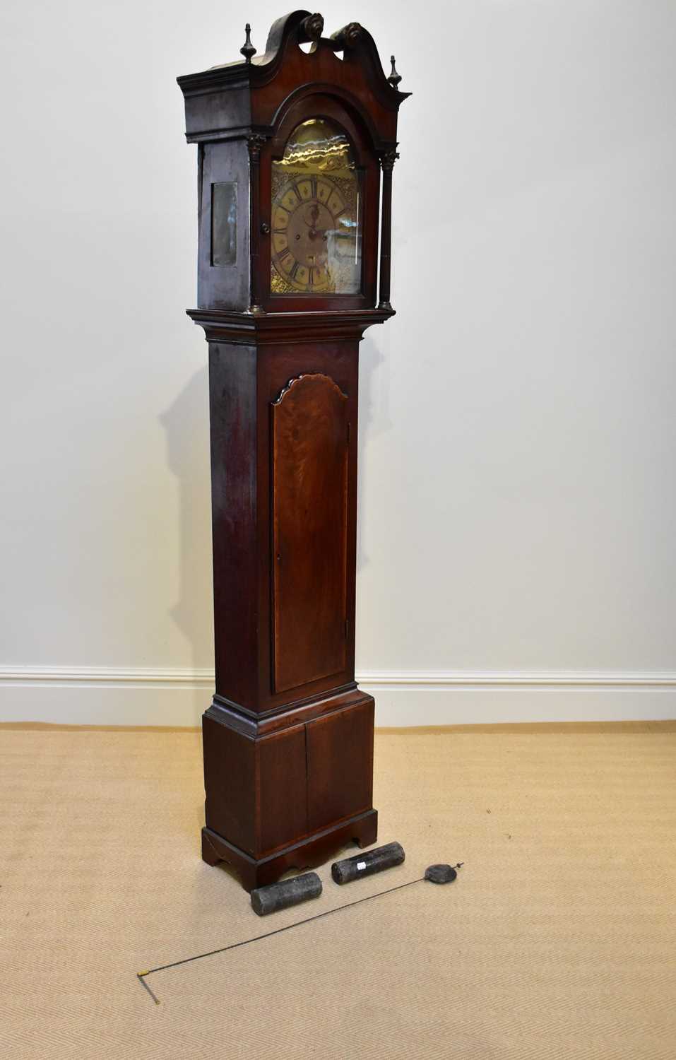 WILLIAM PEIRCE, LONDON; a late18th/early 19th century eight day longcase clock, the brass face set