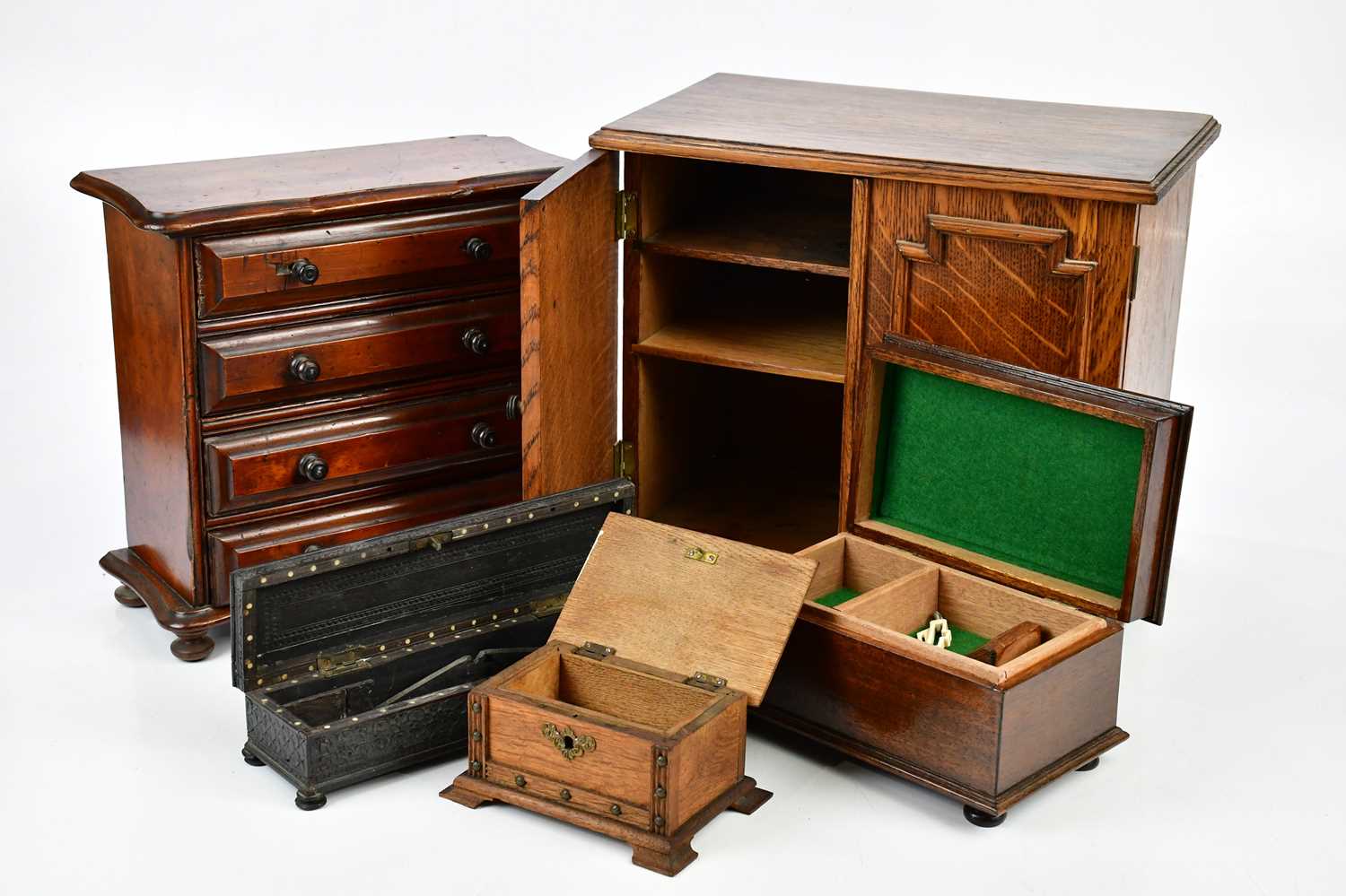 A Victorian specimen chest of four drawers on bun feet, height 28cm, width 29cm, depth 12cm, a 1920s - Image 2 of 2