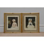 A pair of late 19th century coloured mezzotints, two portraits after Sir Joshua Reynolds,