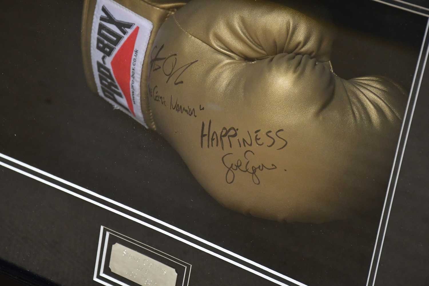 STEVE COLLINS & JOE EGAN; a signed boxing glove, framed, 61 x 49cm. - Image 2 of 4