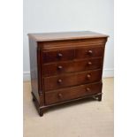 A Victorian oak chest of two short over three long drawers on bracket feet, width 117cm, depth 57cm,